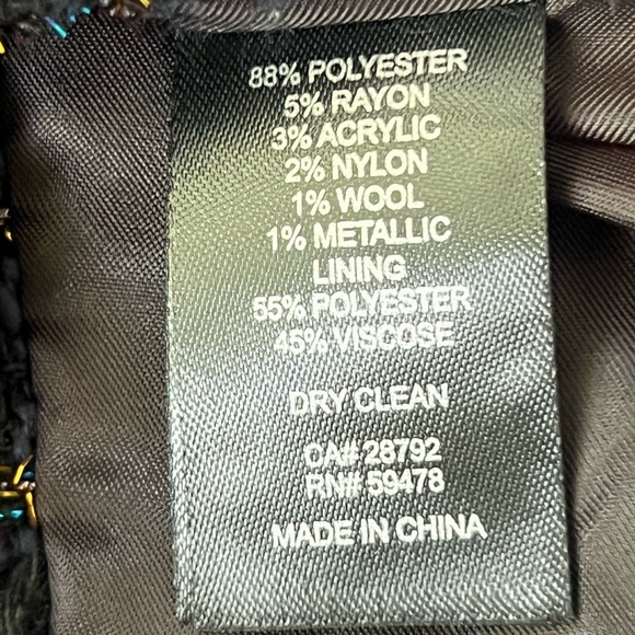 House of Harlow 1960 Double Breasted Metallic Tweed Pattern Blazer Navy Size XS - Picture 9 of 10